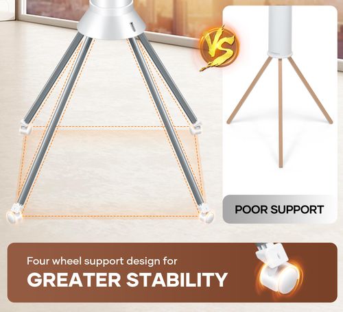 4-leg foldable drying rack with wheels, heavy-duty laundry rack for indoor and outdoor use, space-saving portable design and pulley system
