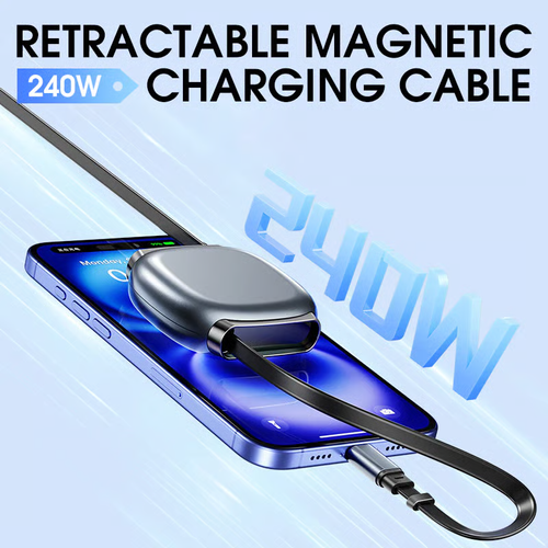 🔋240W Retractable Magnetic Fast Charging Cable,All products with Type-C ports can use it.