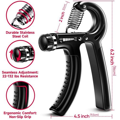 🔥FitBeast Funny Hand Grip Strengthener Workout Kit (5 Pack) Forearm Grip Adjustable Resistance Hand Gripper, Finger Exerciser, Finger Stretcher, Grip Ring & Stress Relief Grip Ball for Athletes