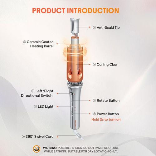 🔥SHEGLAM Hair Automatic Curling Iron 1.25 Inch with 3 Temperatures, 2-Way Rotation, Anti-Scald, Anti-Tangle, Automatic Shut-Off, Hair Styling Tool Swivel Cord Barrel Hair Curler Rizador De Pelo