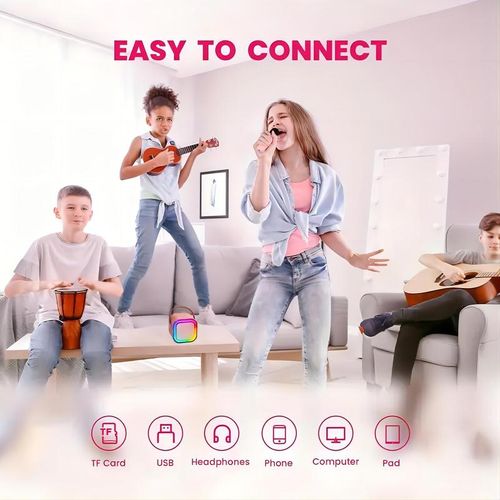 Portable Wireless Karaoke Speaker with Microphone, HIFI Stereo Sound KTV Speaker with RGB Colorful LED Lights, Karaoke Machine for Outdoor Sports Travel