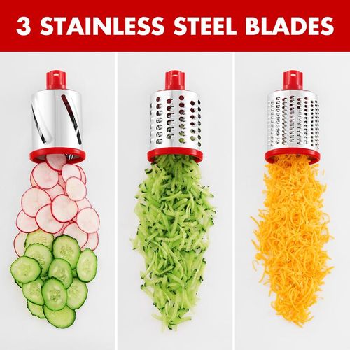 🔥SUSTEAS Vegetable Food Chopper with 3 Design Blades, Powerful Suction Cup Base, 1 Blade Storage Rack & Rotating Cheese Gyro Cutter Kitchen Utensils