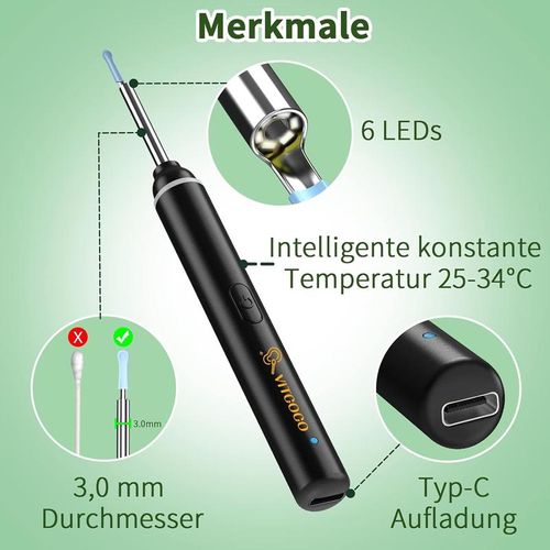 Ear Wax Removal Tool With Camera, 1 Set Portable Type-C Rechargeable Ear Cleaner, Waterproof Endoscope Ear Cleaning Tool, Earwax Removal Tool, Earwax Removal Kit