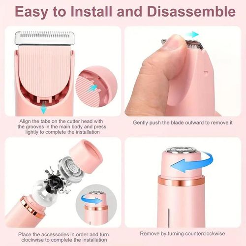 🔥Bikini Trimmer for Women, Electric Shaver and Razor Rechargeable 2-in-1 Body and Facial Epilator, Dual Heads for Painless Trimming of Pubic Hair, Face, Underarms and Legs, Summer Gift
