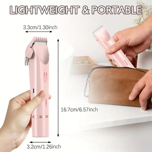 🔥Bikini Trimmer for Women, Electric Shaver and Razor Rechargeable 2-in-1 Body and Facial Epilator, Dual Heads for Painless Trimming of Pubic Hair, Face, Underarms and Legs, Summer Gift