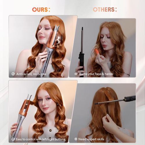 🔥SHEGLAM Hair Automatic Curling Iron 1.25 Inch with 3 Temperatures, 2-Way Rotation, Anti-Scald, Anti-Tangle, Automatic Shut-Off, Hair Styling Tool Swivel Cord Barrel Hair Curler Rizador De Pelo