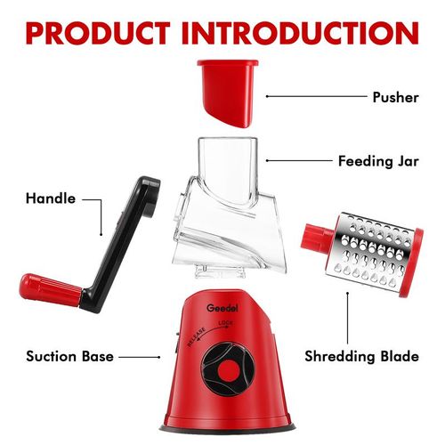 🔥SUSTEAS Vegetable Food Chopper with 3 Design Blades, Powerful Suction Cup Base, 1 Blade Storage Rack & Rotating Cheese Gyro Cutter Kitchen Utensils
