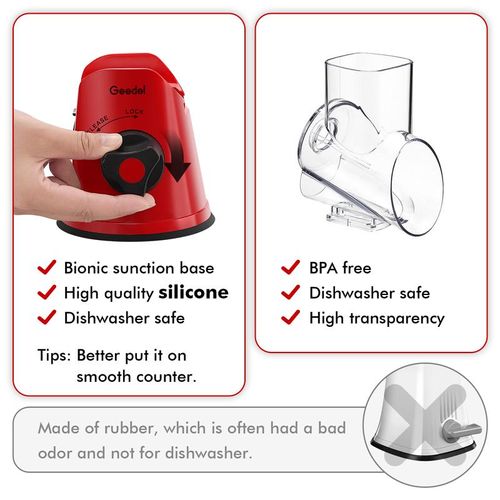🔥SUSTEAS Vegetable Food Chopper with 3 Design Blades, Powerful Suction Cup Base, 1 Blade Storage Rack & Rotating Cheese Gyro Cutter Kitchen Utensils