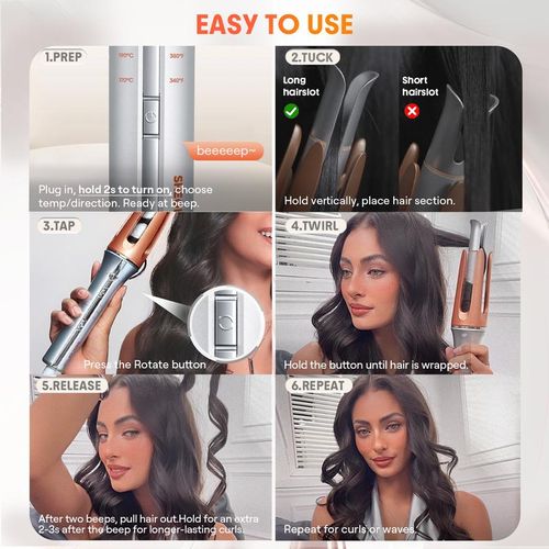 🔥SHEGLAM Hair Automatic Curling Iron 1.25 Inch with 3 Temperatures, 2-Way Rotation, Anti-Scald, Anti-Tangle, Automatic Shut-Off, Hair Styling Tool Swivel Cord Barrel Hair Curler Rizador De Pelo