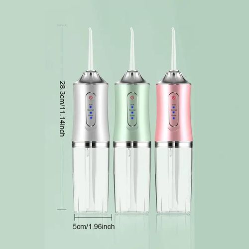 Rechargeable Water Flosser, Portable Oral Irrigator with 4 Counts Jet Flosser with Smart Chip, Portable Oral Irrigator with Detachable Water Tank, USB my smile portable water floss White