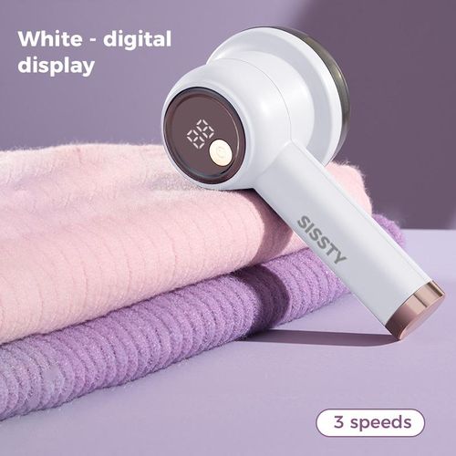 Rechargeable Fabric Shaver with 2 Replaceable Stainless Steel 6-Leaf Blades(1 Free Extra Included) | Lint Remover with 3-Speed Settings & LED Display - Efficient Sweater and Lint Shaver for Clothes, Removing Fuzz, Lint Balls, Pills, and Hairballs.