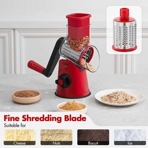 🔥SUSTEAS Vegetable Food Chopper with 3 Design Blades, Powerful Suction Cup Base, 1 Blade Storage Rack & Rotating Cheese Gyro Cutter Kitchen Utensils