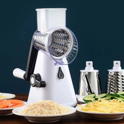 Manual 3 - in - 1 Multifunctional Tool: Rotary Drum Veggie Grater, Mandoline Slicer, and Nut & Cheese Shredder