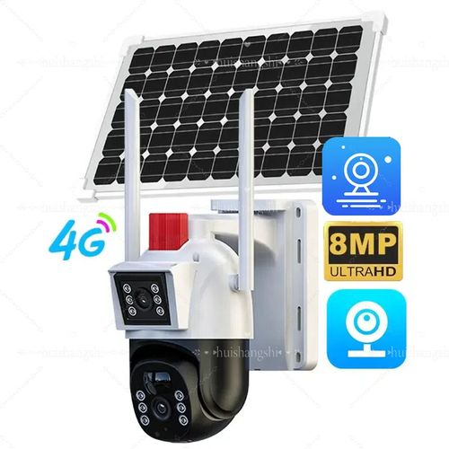 High-Quality Smart Solar Energy Saving Outdoor PTZ WIFI Camera with 4G SIM Card for Security, CCTV, and Network Surveillance