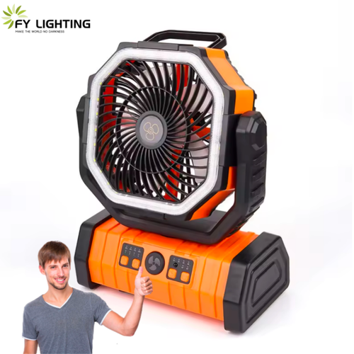 2025 New Camping Fan Portable Rechargeable Lighting Outdoor Fan Multifunctional Camping Fishing Lighting Fan