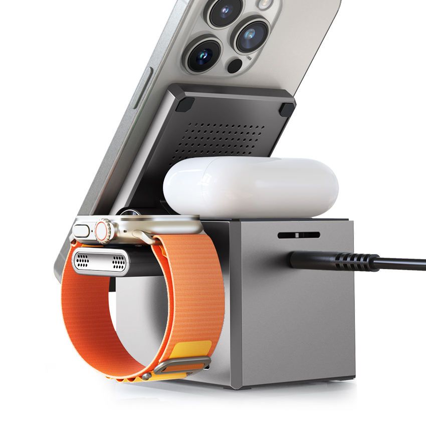 LISEN Hot Sales 15W Foldable Portable 3 in 1 Magnetic Wireless Charging Station With PD 20W Adapter and Type-C Cable for iPhone