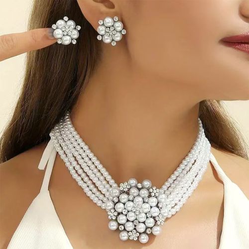 ABS Imitation Pearls Wedding Jewelry Necklace for Party or Gift Main