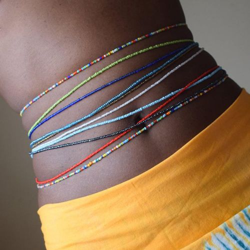 African Sexy Bikini Beach Glass Seed Waist Bead Belly Chain Slimming Body Jewelry for Women