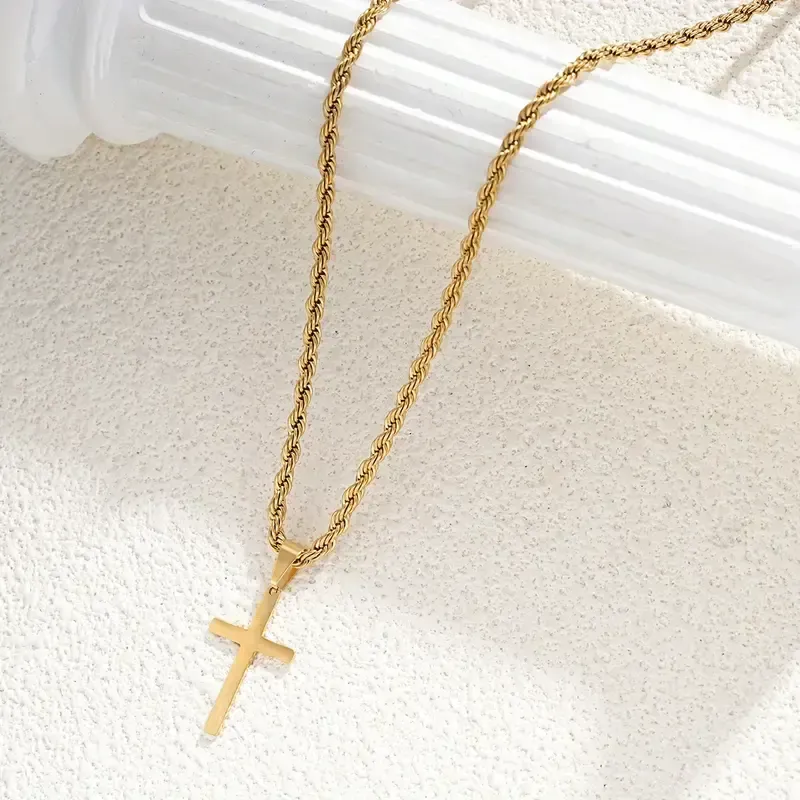51Cross Pendant Twist Chain Necklace
