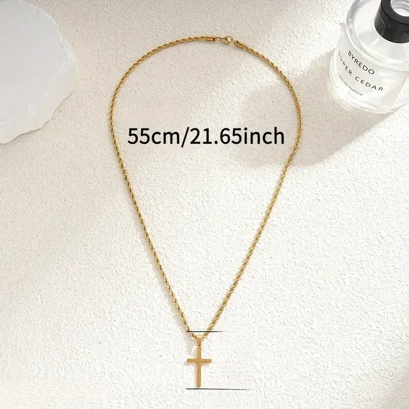 51Cross Pendant Twist Chain Necklace