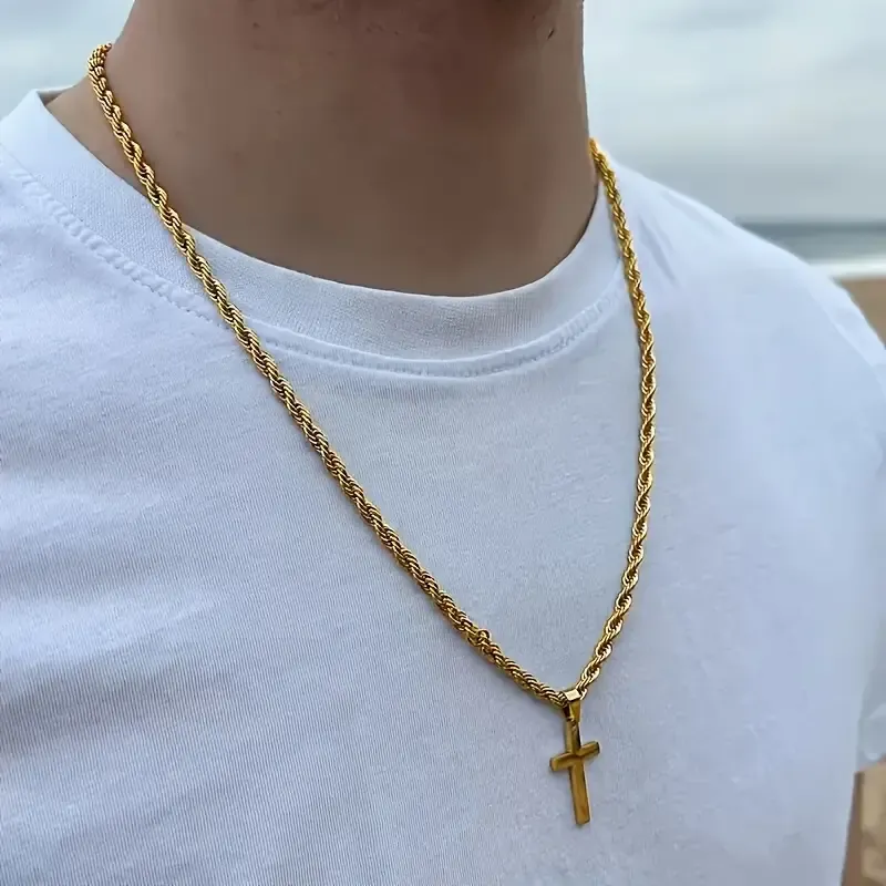 51Cross Pendant Twist Chain Necklace