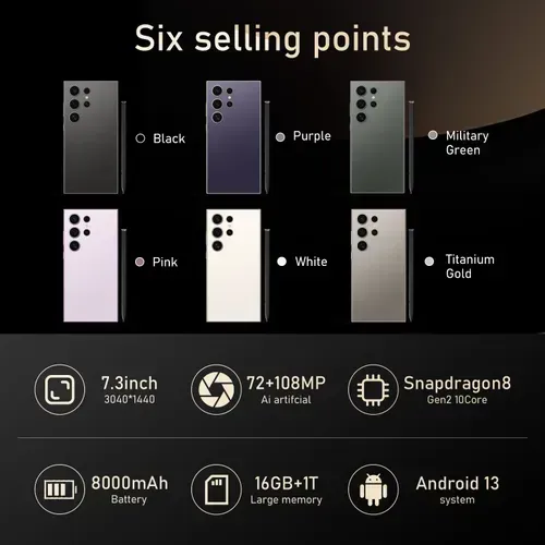 Samsung S24 Replica Smartphone - 16GB+1T