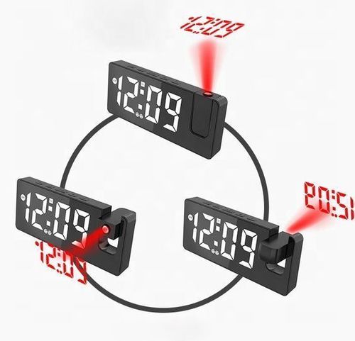 Multi-function projection alarm clock USB charging large screen digital display LED mirror clock electronic digital clock