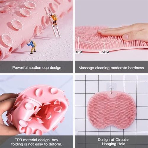 CF TPE Shower Foot Massage Mat Silicone Feet Cleaner Foot Messager Scrubber Brush Shower Foot Scrubber Mat for Bathroom Tub Mat