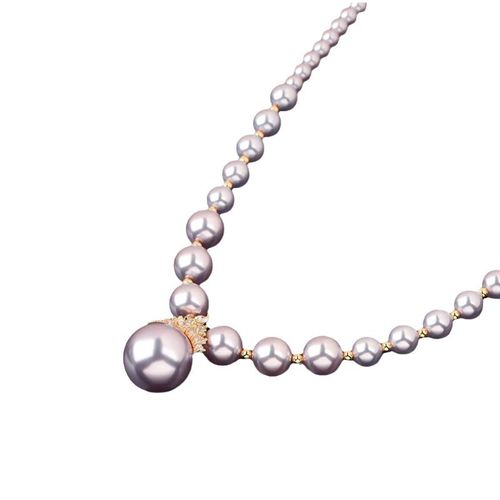Purple Crown Imitation Pearl Necklace Senior Sense Autumn and Winter New Purple Gas East Clavicle Chain Pearl Necklace
