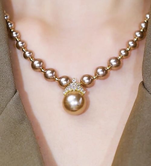 Purple Crown Imitation Pearl Necklace Senior Sense Autumn and Winter New Purple Gas East Clavicle Chain Pearl Necklace