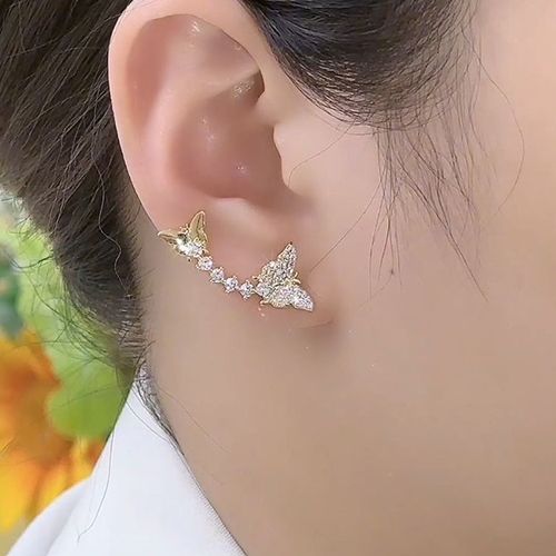 Niche design, exquisite and gentle, versatile Zircon butterfly ear stud earrings, unique and high-end, fashionable ear stud earrings for women