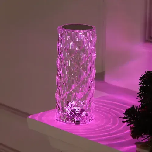⏰3 Colors Changing RGB Touch Sensor Rose Crystal Table Lamp USB Rechargeable Romantic LED Rose Crystal Desk Lamps