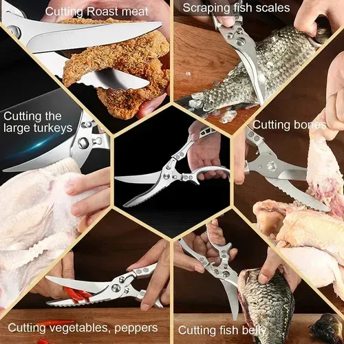 Multifunctional Stainless Steel Kitchen Scissors Strong Chicken Bone Killer Scissoring Fish Food Celebrous Home Use Product