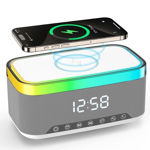 🎁🎁OEM Multifunctional Smart Wireless Speaker With LED Display Clock Alarm Phone Charger Bluetooth Speaker💘