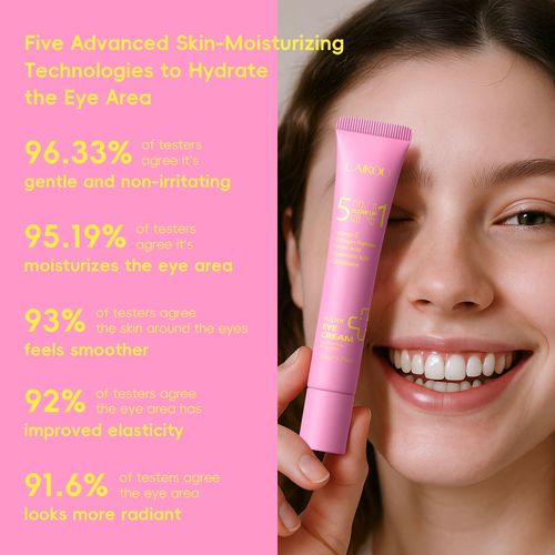 LAIKOU 5 in 1 Grow up Super Roller Eye Cream Anti-Wrinkle Targets Dark Circles With Glutathione Ferulic Acid Ingredients