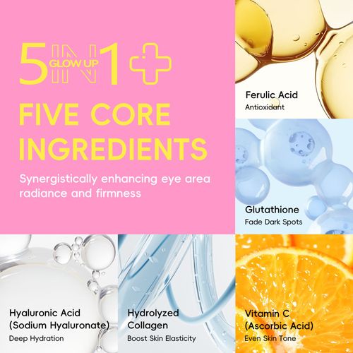 LAIKOU 5 in 1 Grow up Super Roller Eye Cream Anti-Wrinkle Targets Dark Circles With Glutathione Ferulic Acid Ingredients