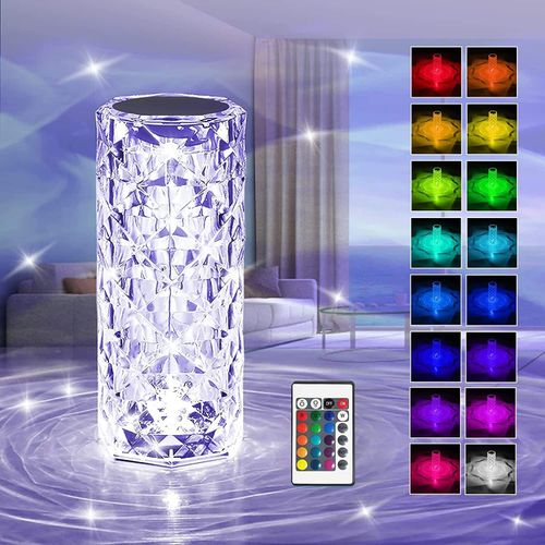 ⏰3 Colors Changing RGB Touch Sensor Rose Crystal Table Lamp USB Rechargeable Romantic LED Rose Crystal Desk Lamps