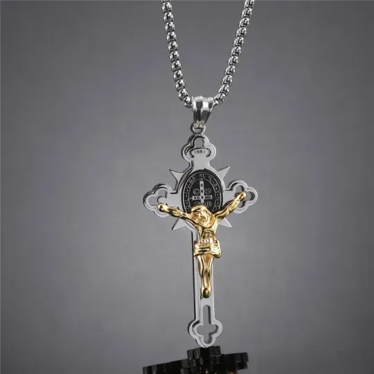 Limited Time Offer - Buy One Get One Free！ST.Benedict Protection Cross Power Pendant Necklace