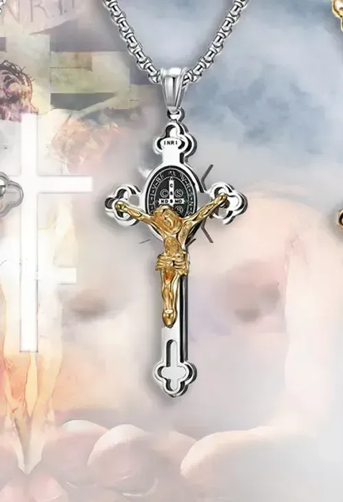 Limited Time Offer - Buy One Get One Free！ST.Benedict Protection Cross Power Pendant Necklace