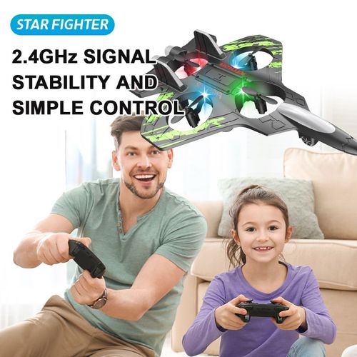 360° Circling 6channel RC Fighter Jet Foam Plane Toy with Light 2.4G Stunt EPP Airplane