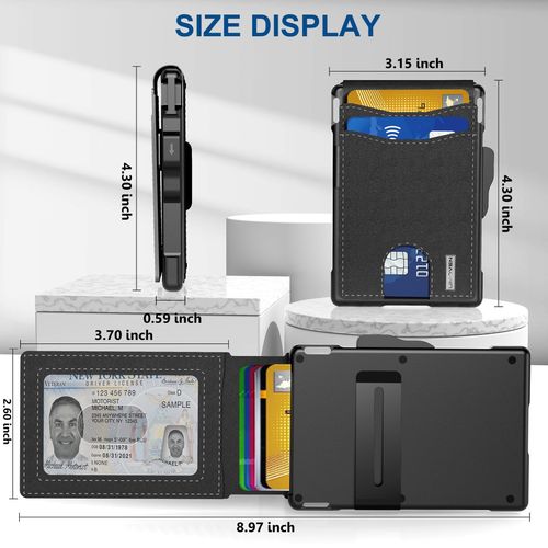 Wallet Men's Long Card Holder Large Capacity Card Slots Flip Cover Carbon Fiber Metal Case Anti-theft Card