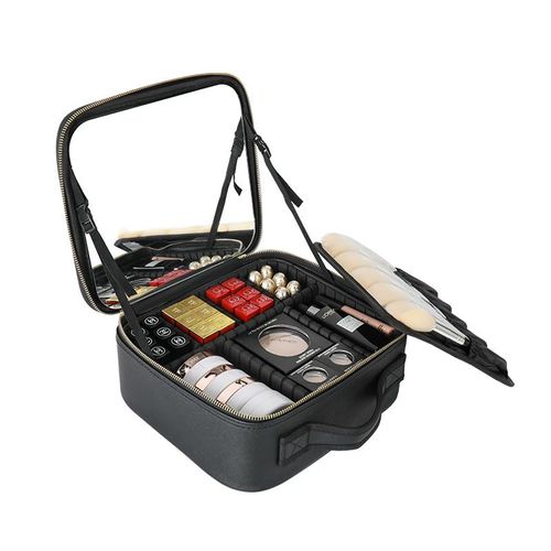 Travel Bags Box Led Light Large Capacity Makeup Case Storage Bag Waterproof PU Cosmetic Case with Led Lights and Mirror