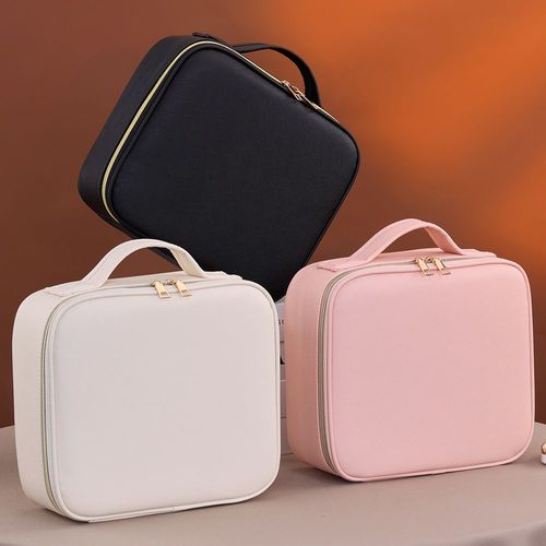 Travel Bags Box Led Light Large Capacity Makeup Case Storage Bag Waterproof PU Cosmetic Case with Led Lights and Mirror
