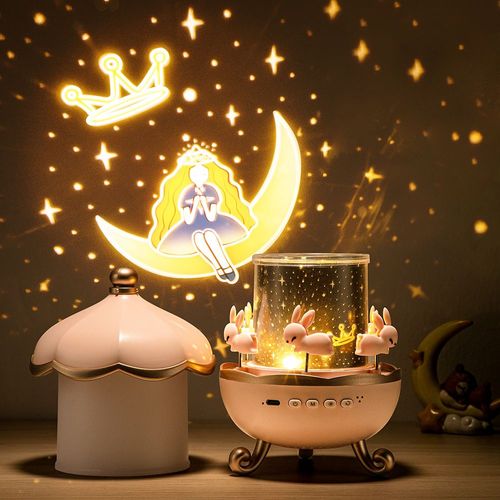 Projector Carousel Decoration Rotary Kindergarten LED Baby Light Kids Bedroom Music NightLight