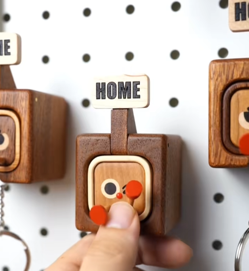 2025 Creative Heavy Duty Modern Wooden Keychain Hook with Removable Design for Bathroom Home Decoration