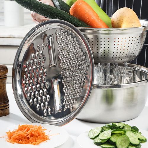 Multifunctional Food Chopper Kitchen Vegetable Slicer Dicer Cutter With Stainless Steel Grater Drain Basin Set