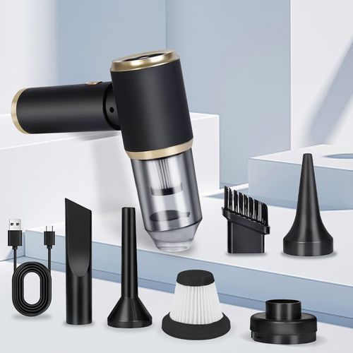 Portable  Mini Handheld High Suction Blowing Integrated Black Car Vacuum With Light Wireless Vacuum Cleaner with Mop