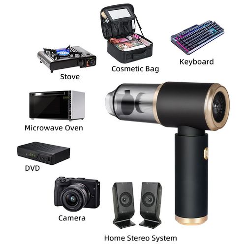 Portable  Mini Handheld High Suction Blowing Integrated Black Car Vacuum With Light Wireless Vacuum Cleaner with Mop