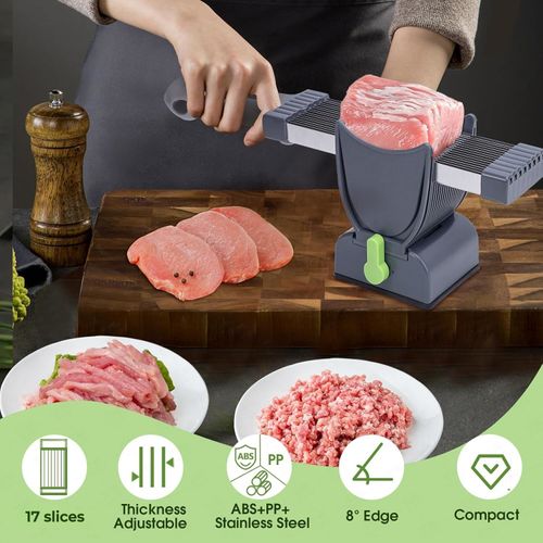 Upgraded Stainless Steel Meat Beef Mutton Bacon Cutter Heavy Duty Meat Slicer Manual Frozen Meat Slicer