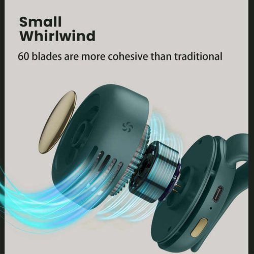 New Design Waist Hanging Whirlwind Fan Portable Leafless Clip-On Neck Waist Fan USB Air Cooler Hanging Neck Fan for Traveling